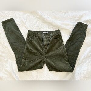 Loft Olive Green Corduroy Skinny High Waisted Pants